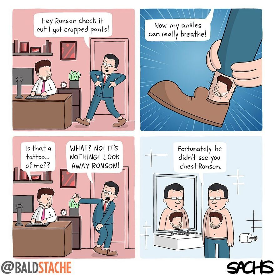 ‘Baldstache’ Comics For People Who Love Dark Humor