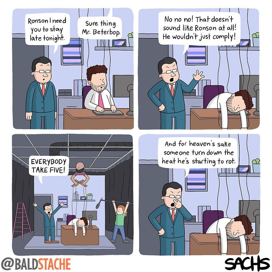 ‘Baldstache’ Comics For People Who Love Dark Humor