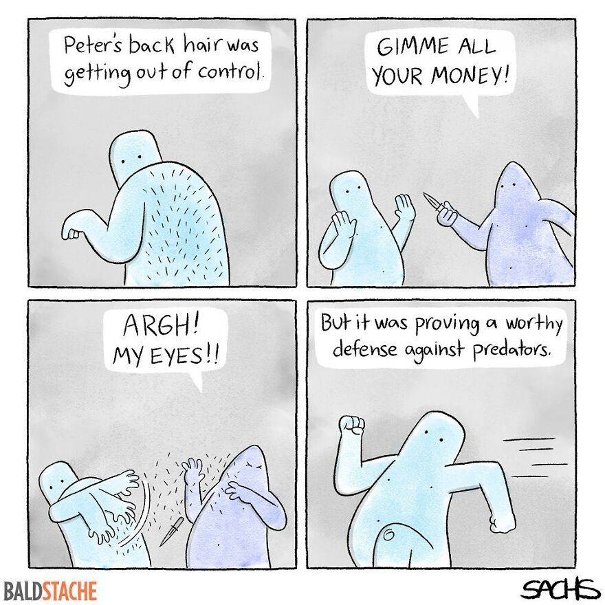 ‘Baldstache’ Comics For People Who Love Dark Humor