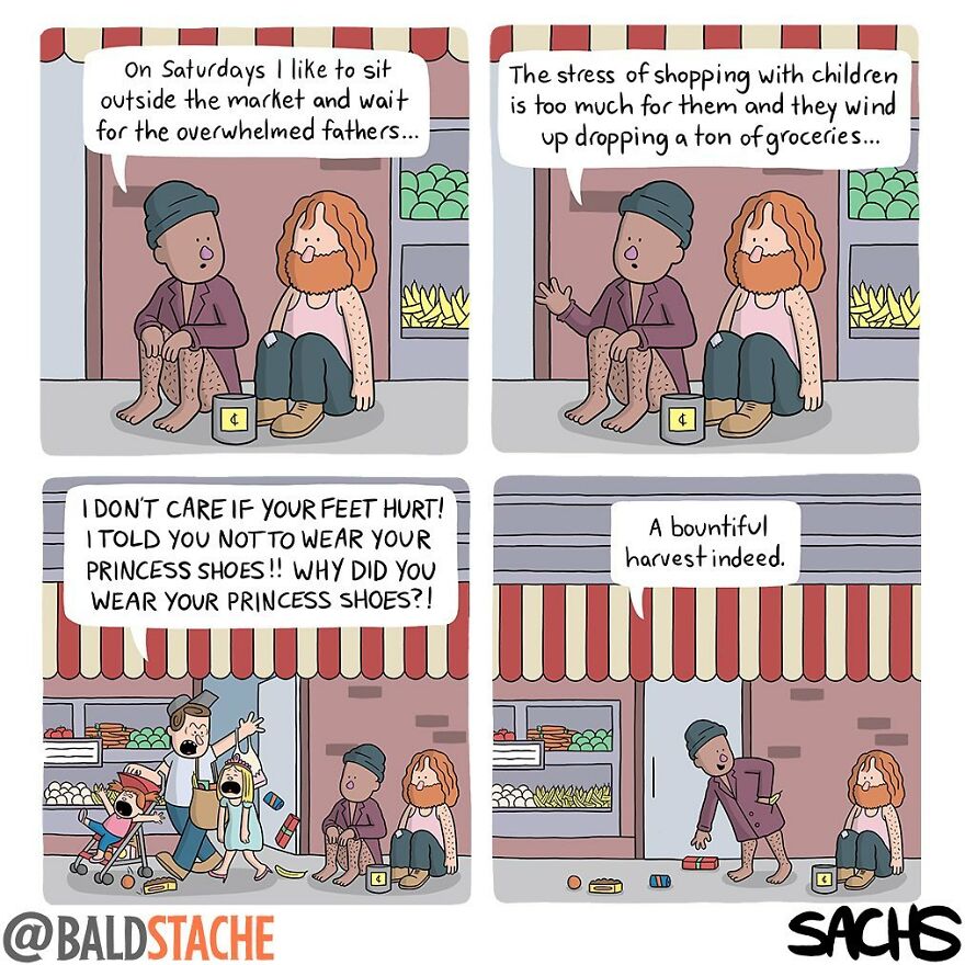 ‘Baldstache’ Comics For People Who Love Dark Humor