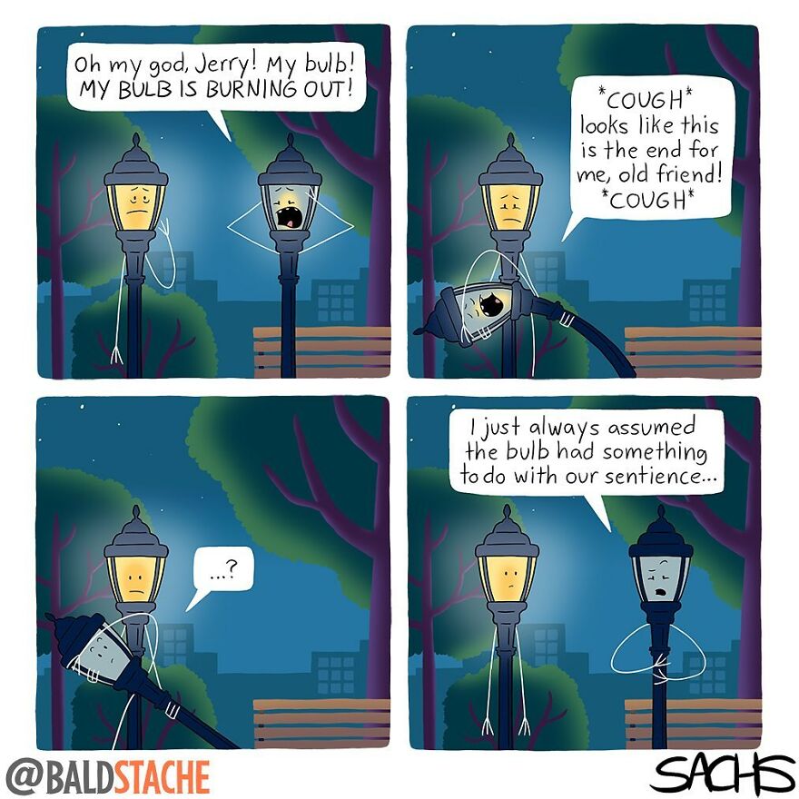 ‘Baldstache’ Comics For People Who Love Dark Humor