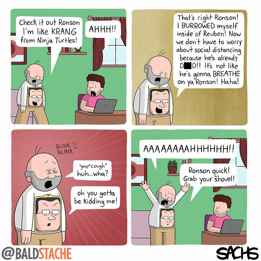 ‘Baldstache’ Comics For People Who Love Dark Humor
