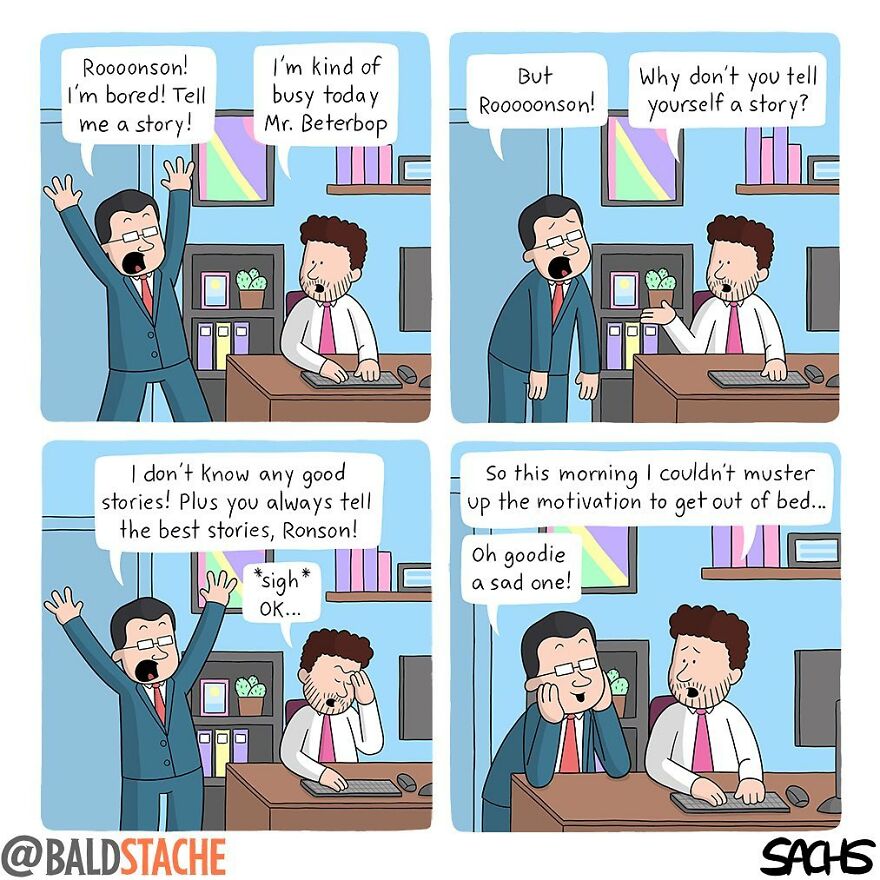 ‘Baldstache’ Comics For People Who Love Dark Humor