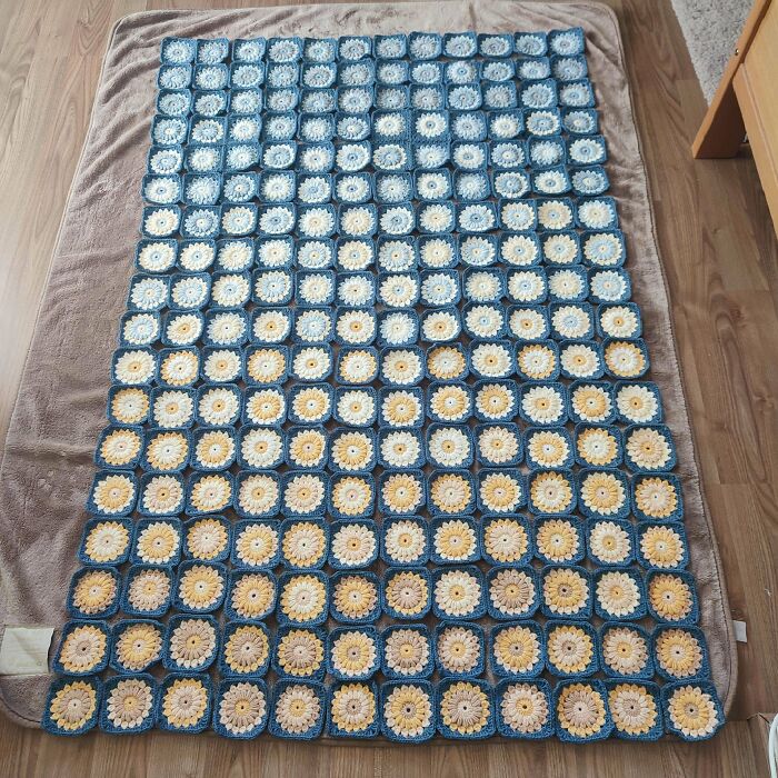 I Can't Believe I Finally Crocheted My Last Sunburst Square Today. Seeing All The Squares Together Made My Day, I Can't Stop Smiling, Haha
