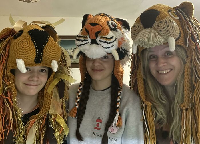 Crocheted Big Cat Hats 