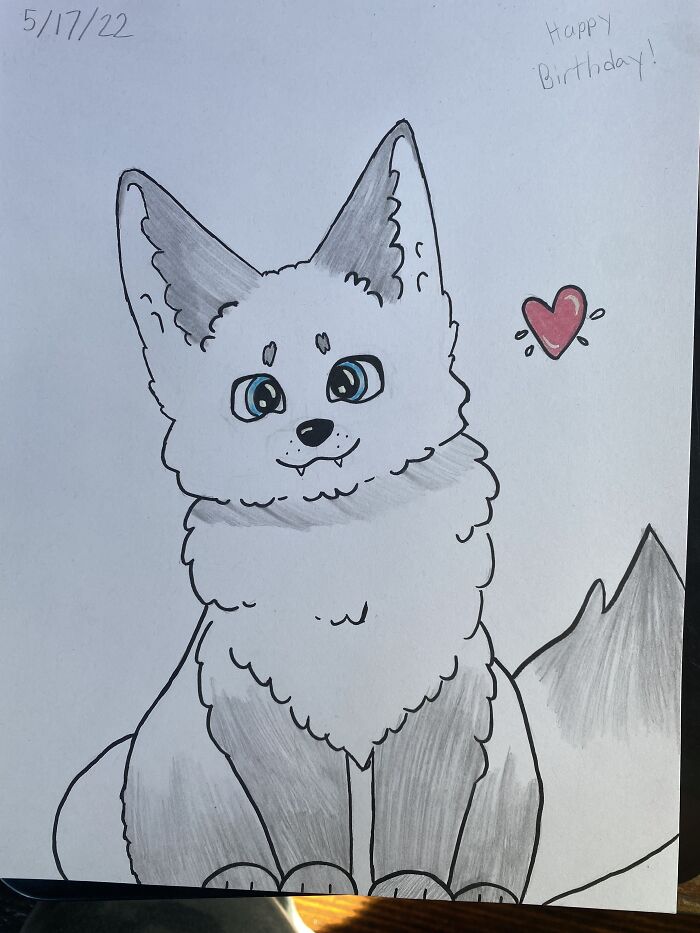 Drew An Arctic Fox For My Friend’s Birthday