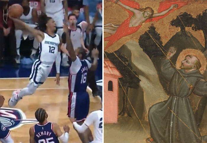 Instagram Account Compares Art With Sports Moments, And People Find It Funnily Accurate (30 Pics)