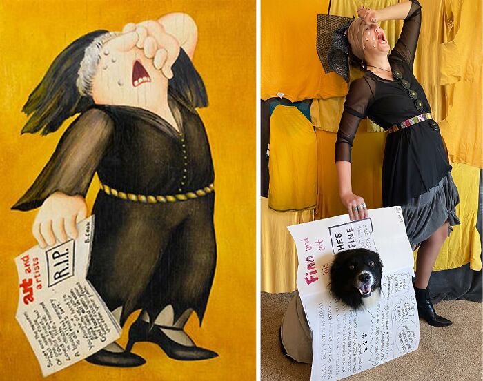 Art + Artists Rip, Self-Portrait, S.d. By Beryl Cook vs. Finn + Finn’s Art, Self-Portrait, 2021