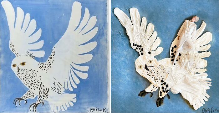 Snowy Owl, 1983 By Elizabeth Frink vs. Snowy Owl, 2021