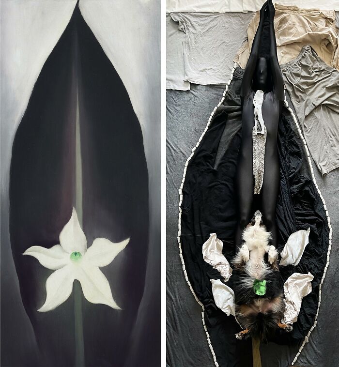 Autumn Leaf With White Flower, 1926 By Georgia O’keeffe vs. Autumn Leaf With White Finner, 2022