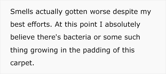Tenant Attempted To Get Rid Of The Smelly Carpet That's Causing Allergies, Her Landlord Disregarded The Problem Tenant Attempted To Get Rid Of The Smelly Carpet That's Causing Allergies, Her Landlord Disregarded The Problem
