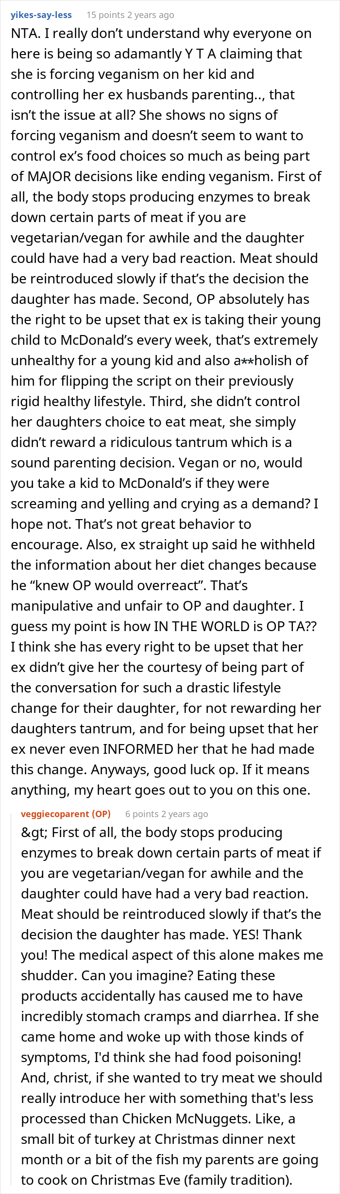 “AITA For Being Upset That My Ex-Husband Fed Our Vegan Daughter Chicken McNuggets” “AITA For Being Upset That My Ex-Husband Fed Our Vegan Daughter Chicken McNuggets”