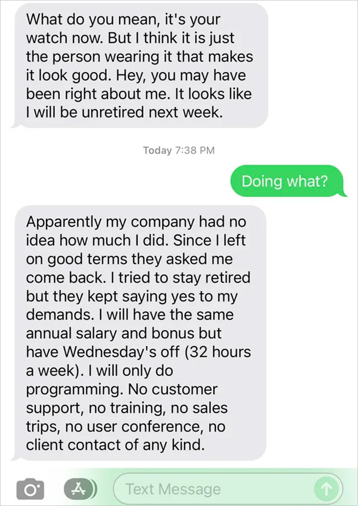 Retired Man Spent 30 Years At The Same Company, Was Asked To Come Back One Year Later Because They Realized How Important He Was Retired Man Spent 30 Years At The Same Company, Was Asked To Come Back One Year Later Because They Realized How Important He Was