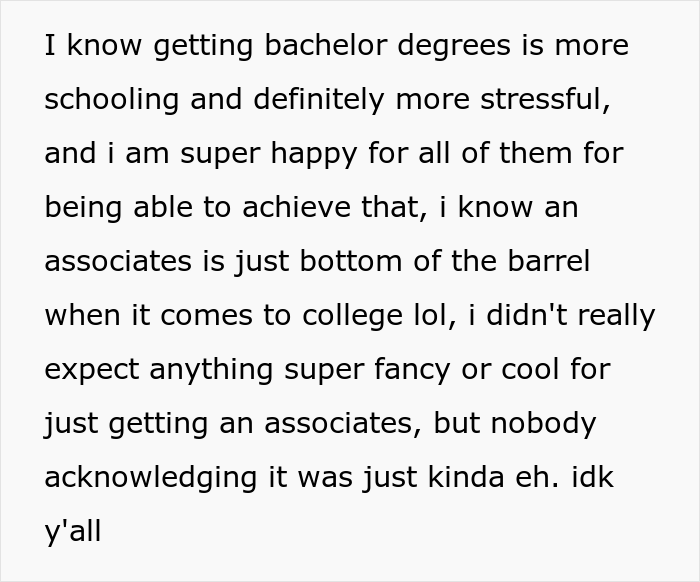 Woman Graduates From Community College But Her Family Thinks It's Nothing Compared To Her Cousins' University Degrees, Drama Ensues