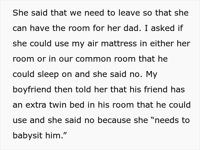 21 Y.O. Woman Gets Called Out For Refusing To Give Up Her Room Because Her Roommate&rsquo;s Dad Needed A Place To Sleep