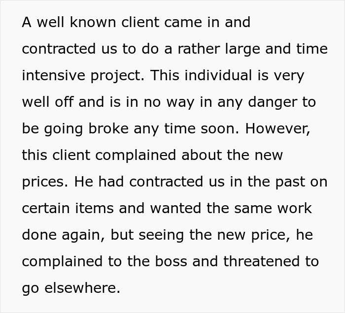 Boss Ignores Employee&rsquo;s Warning To Not Bring Down Prices For Wealthy Client, Realizes He Made A Mistake When It&rsquo;s Too Late