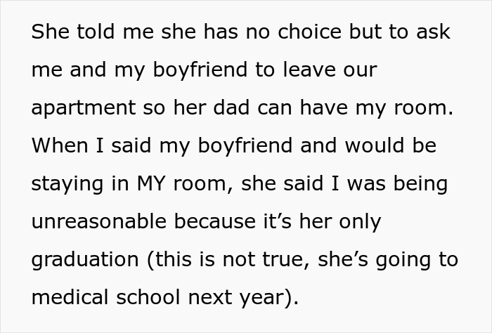 21 Y.O. Woman Gets Called Out For Refusing To Give Up Her Room Because Her Roommate&rsquo;s Dad Needed A Place To Sleep
