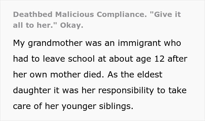 Woman Honors Her Mother&rsquo;s Wish To Pass On Her Last $700 To The Youngest, &ldquo;Parasite&rdquo; Sister, Maliciously Complies