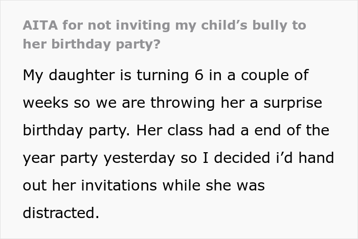 Teacher Calls Out This Mother Who Invited The Whole Class To Daughter's Birthday Party Except For A Bully, Mom Asks If She Was Wrong