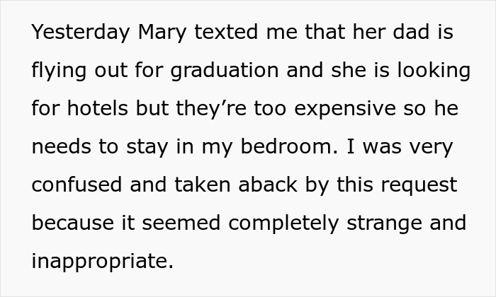 21 Y.O. Woman Gets Called Out For Refusing To Give Up Her Room Because Her Roommate&rsquo;s Dad Needed A Place To Sleep