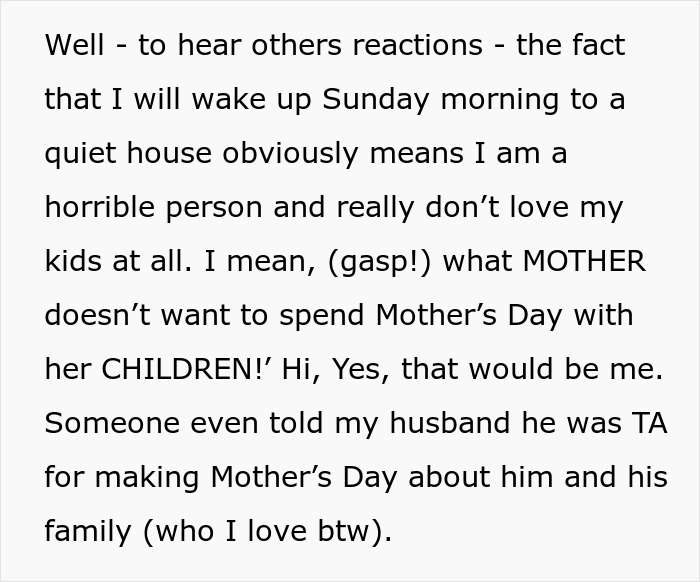 &ldquo;AITA For Wanting To Be Without My Children On Mother&rsquo;s Day?&rdquo;