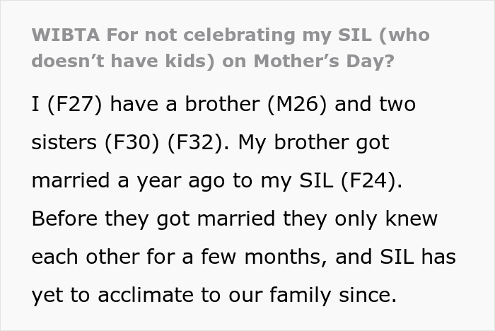 &ldquo;This Kind Of Rhetoric Is Really Disturbing, Offensive, And Disrespectful&rdquo;: Childless Sister-In-Law Requests To Be &ldquo;Equally Celebrated&rdquo; On Mother&rsquo;s Day