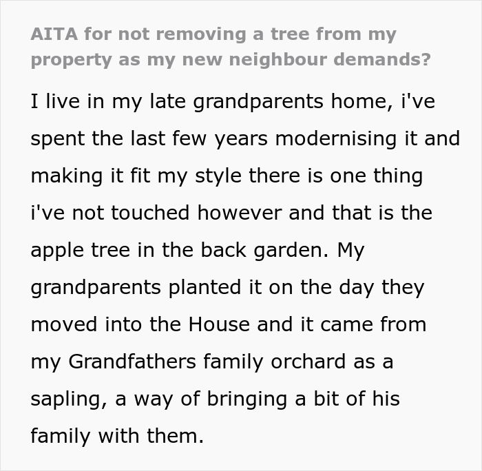 &ldquo;AITA For Not Removing A Tree From My Property As My New Neighbor Demands?&rdquo;