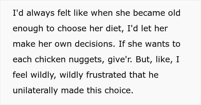 “AITA For Being Upset That My Ex-Husband Fed Our Vegan Daughter Chicken McNuggets” “AITA For Being Upset That My Ex-Husband Fed Our Vegan Daughter Chicken McNuggets”