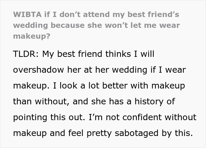 Maid Of Honor With A Scar On Her Face Asks If She's Right To Skip The Wedding After Bride Bans Makeup Just For Her