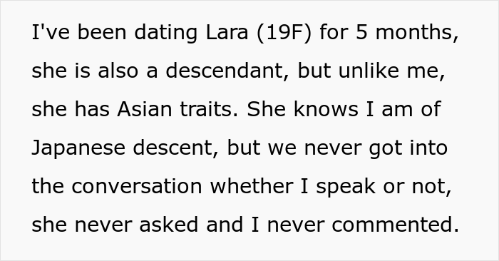 “AITA For Not Telling My Girlfriend And Her Family That I Can Speak Japanese?” “AITA For Not Telling My Girlfriend And Her Family That I Can Speak Japanese?”