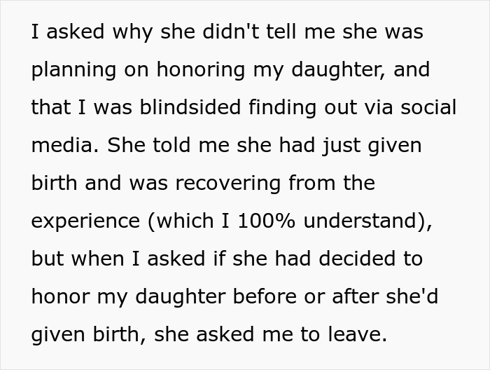 "Am I A Jerk For 'Belittling' My Friend's Grief After She Named Her Daughter After My Deceased One And Refusing To Be Her Daughter's Godmother?" "Am I A Jerk For 'Belittling' My Friend's Grief After She Named Her Daughter After My Deceased One And Refusing To Be Her Daughter's Godmother?"