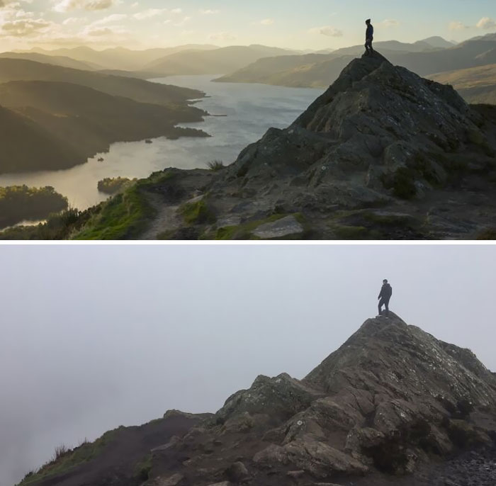 Hoy fui a una excursión que prometía unas vistas impresionantes. Mi foto es la de la parte inferior