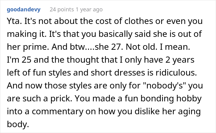 Husband Makes Clothes For His 27 Y.O. Wife, Gets Confused Why She&rsquo;s Angry He&rsquo;s Switched To More Conservative Styles Over The Years
