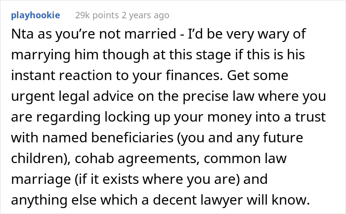 "Am I The Jerk For Telling My Boyfriend He Isn't Entitled To My Inheritance?"