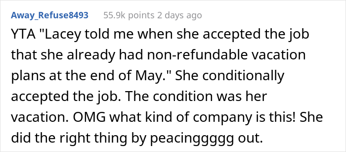 Boss Lies To New Hire About Accommodating Her Vacation Request, Is Flabbergasted When She Quits On The Spot