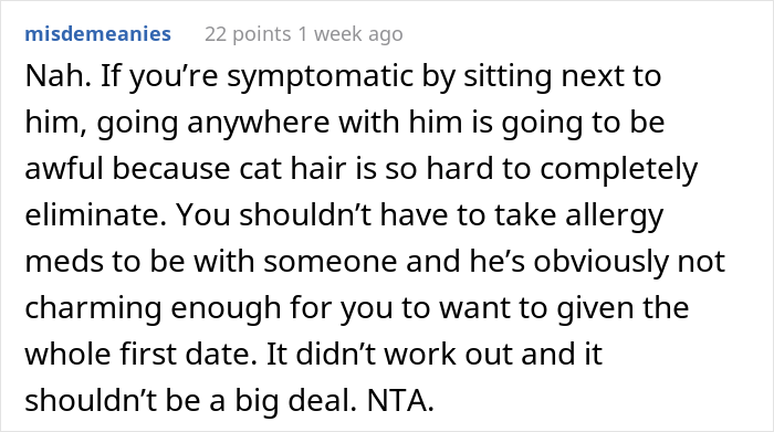Person That Suffers From Allergy Went On A Date With A Cat Owner, Guy Caused A Scene When Told The Relationship Wasn&rsquo;t Going To Work