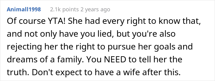 Husband Of 2 Years Asks If He’s A Jerk For Not Telling His Wife He’s “Fixed” While She Has Baby Fever Husband Of 2 Years Asks If He’s A Jerk For Not Telling His Wife He’s “Fixed” While She Has Baby Fever