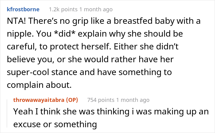 New Mom Warns Her Friend To Wear A Bra Before Meeting Baby, She Doesn't Listen And Calls Her Misogynistic