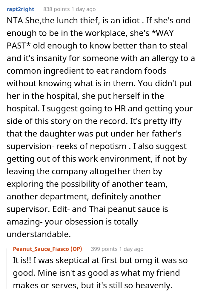 Person's Lunch Keeps Getting Stolen At Work Until Boss' Daughter Goes Into Anaphylactic Shock, They Are Then Accused Of 'Poisoning' Their Own Food