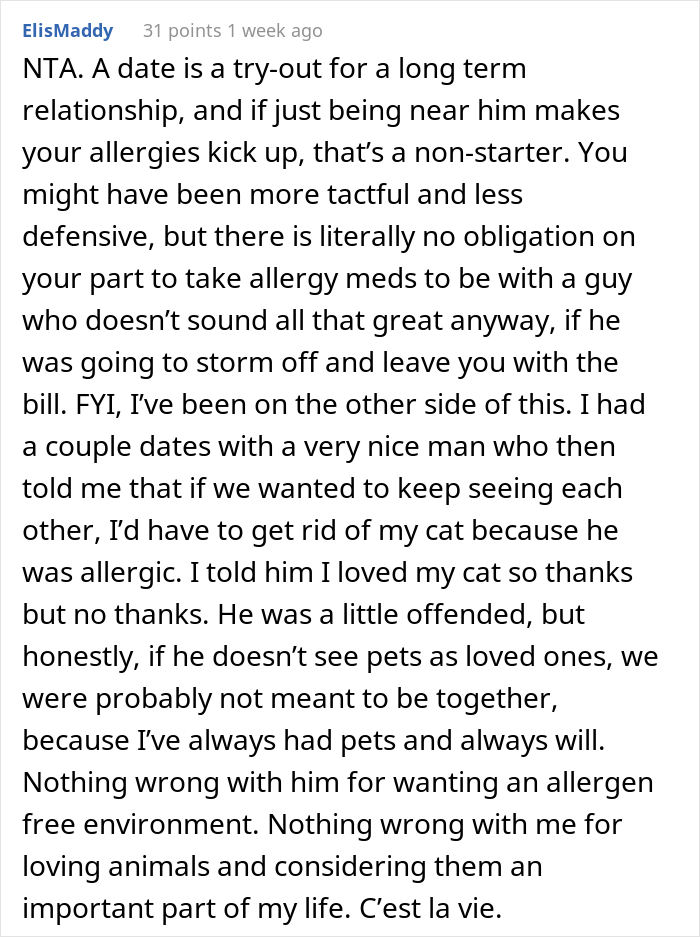 Person That Suffers From Allergy Went On A Date With A Cat Owner, Guy Caused A Scene When Told The Relationship Wasn&rsquo;t Going To Work