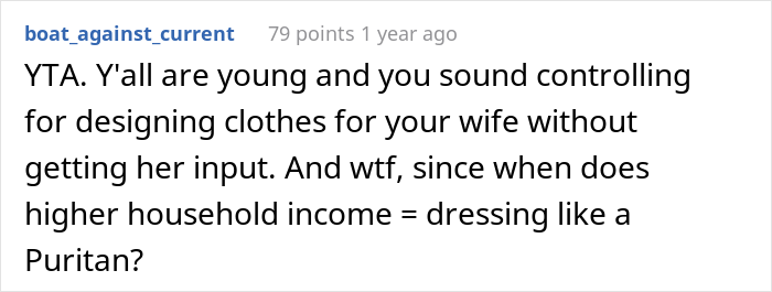 Husband Makes Clothes For His 27 Y.O. Wife, Gets Confused Why She&rsquo;s Angry He&rsquo;s Switched To More Conservative Styles Over The Years
