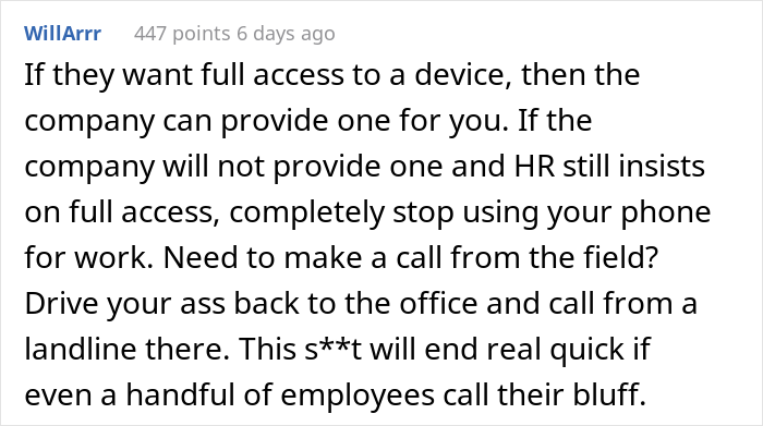 HR Wants To Check Employees&rsquo; Personal Phones Anytime They Want, People Are Not Having It