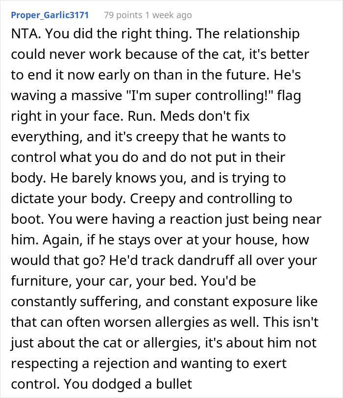 Person That Suffers From Allergy Went On A Date With A Cat Owner, Guy Caused A Scene When Told The Relationship Wasn&rsquo;t Going To Work