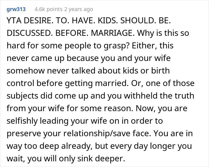 Husband Of 2 Years Asks If He’s A Jerk For Not Telling His Wife He’s “Fixed” While She Has Baby Fever Husband Of 2 Years Asks If He’s A Jerk For Not Telling His Wife He’s “Fixed” While She Has Baby Fever