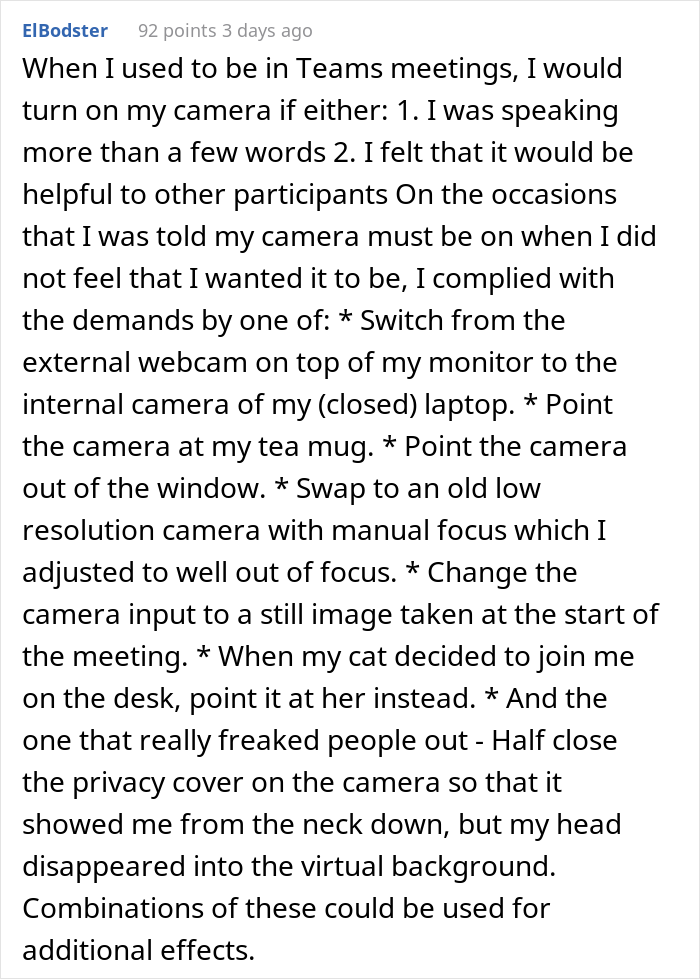 Employee Informs Meeting's Lead She's Using A Breast Pump And Won't Turn On Her Camera But They Insist So She Maliciously Complies Employee Informs Meeting's Lead She's Using A Breast Pump And Won't Turn On Her Camera But They Insist So She Maliciously Complies
