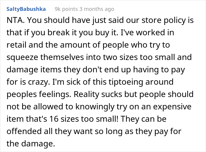 Size 30 Bride Demands To Try On A Size 14 Wedding Dress, Saleswoman Asks If She Was A Jerk To Give Her A Reality Check Size 30 Bride Demands To Try On A Size 14 Wedding Dress, Saleswoman Asks If She Was A Jerk To Give Her A Reality Check