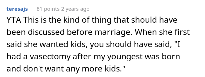 Husband Of 2 Years Asks If He’s A Jerk For Not Telling His Wife He’s “Fixed” While She Has Baby Fever Husband Of 2 Years Asks If He’s A Jerk For Not Telling His Wife He’s “Fixed” While She Has Baby Fever