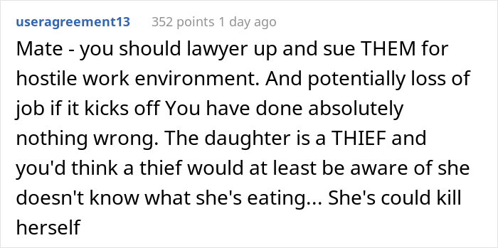 Person's Lunch Keeps Getting Stolen At Work Until Boss' Daughter Goes Into Anaphylactic Shock, They Are Then Accused Of 'Poisoning' Their Own Food