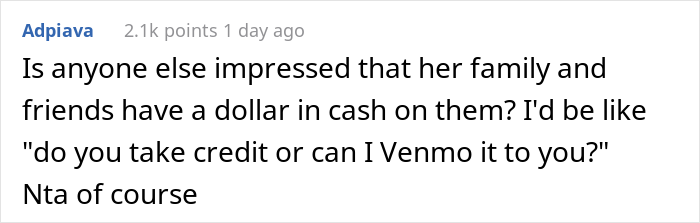 Family Calls This Woman A Jerk For Asking Them For A Dollar Every Time They Mention Her Not Having Kids