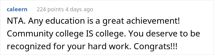 Woman Graduates From Community College But Her Family Thinks It's Nothing Compared To Her Cousins' University Degrees, Drama Ensues